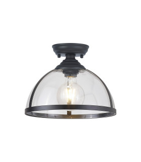 Cairo 30cm Flush Ceiling Fitting 1 x E27 Graphite / Clear-1