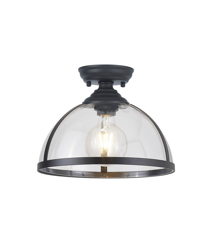 Cairo 30cm Flush Ceiling Fitting 1 x E27 Graphite / Clear-1