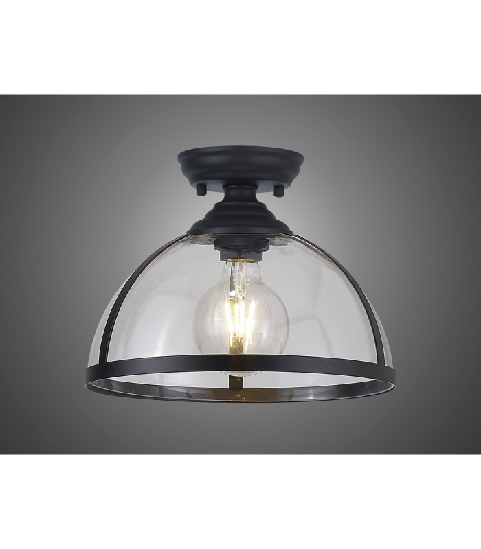 Cairo 30cm Flush Ceiling Fitting 1 x E27 Graphite / Clear-3