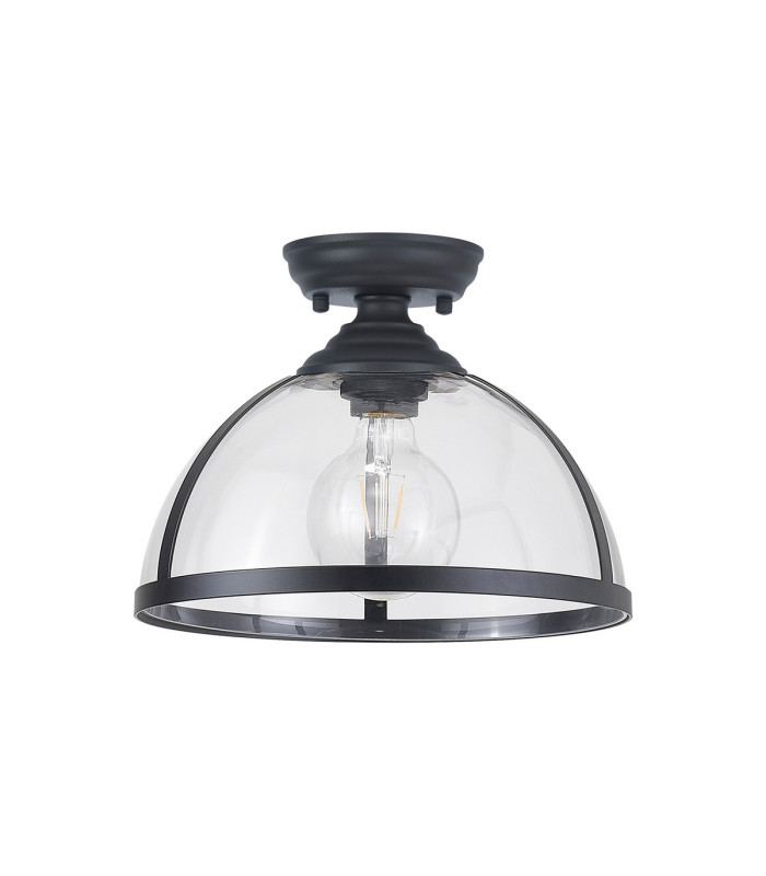 Cairo 30cm Flush Ceiling Fitting 1 x E27 Graphite / Clear-4