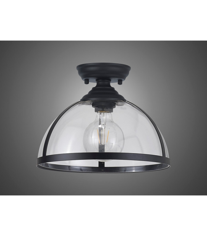 Cairo 30cm Flush Ceiling Fitting 1 x E27 Graphite / Clear-9