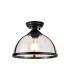 Cairo 30cm Flush Ceiling Fitting 1 x E27 Black / Clear-1