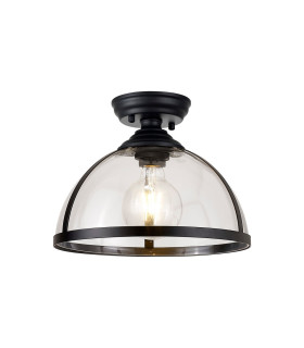 Cairo 30cm Flush Ceiling Fitting 1 x E27 Black / Clear-1