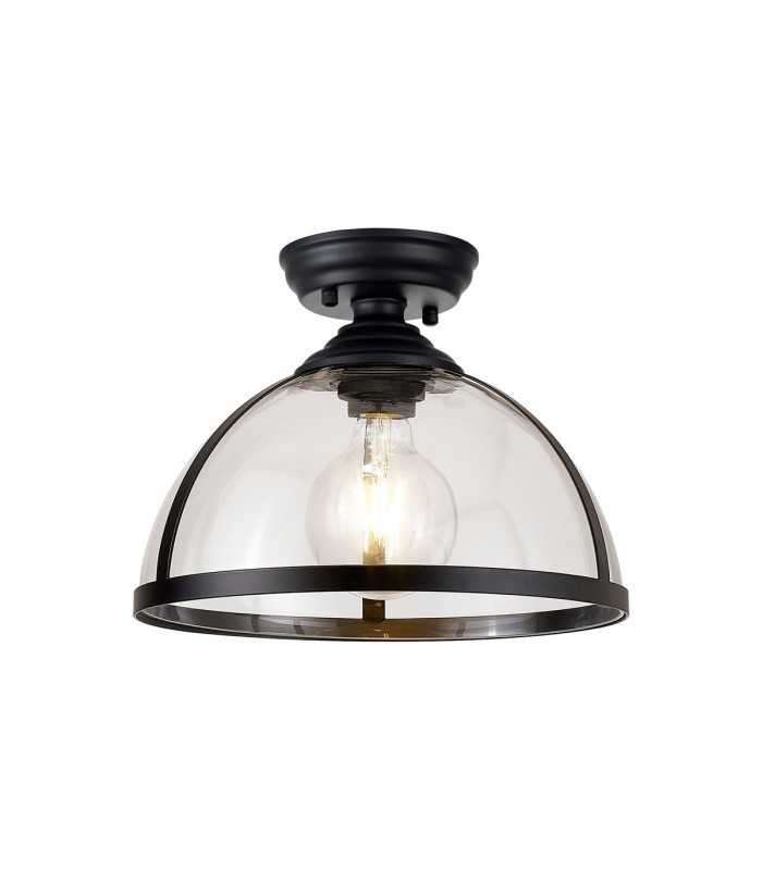Cairo 30cm Flush Ceiling Fitting 1 x E27 Black / Clear-1