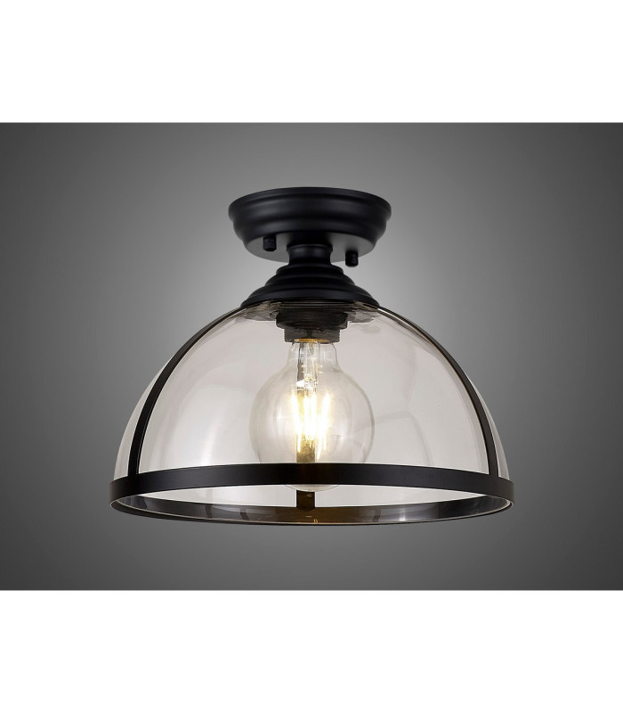 Cairo 30cm Flush Ceiling Fitting 1 x E27 Black / Clear-3
