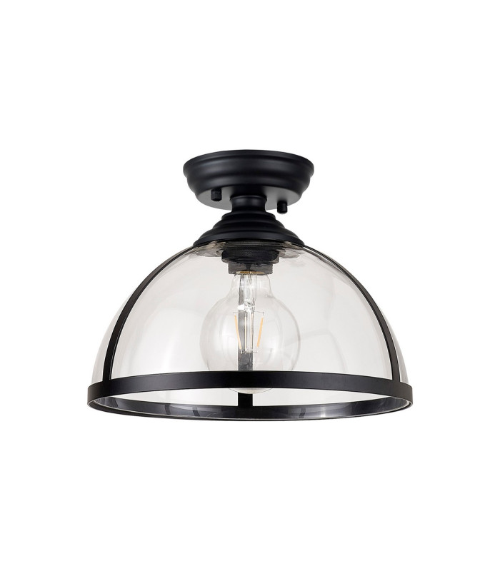 Cairo 30cm Flush Ceiling Fitting 1 x E27 Black / Clear-4
