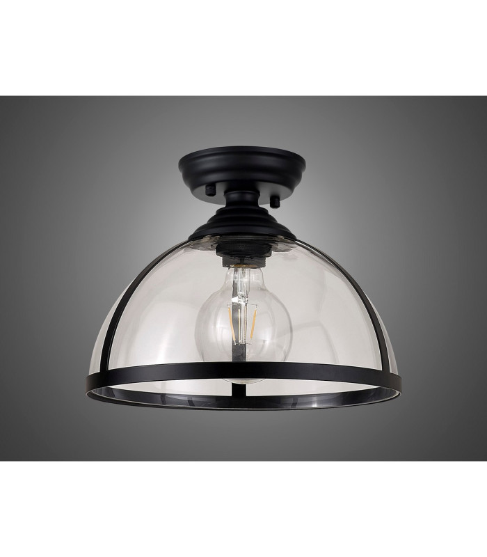 Cairo 30cm Flush Ceiling Fitting 1 x E27 Black / Clear-10