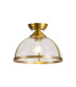 Cairo 30cm Flush Ceiling Fitting 1 x E27 Satin Gold / Clear-1