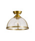 Cairo 30cm Flush Ceiling Fitting 1 x E27 Satin Gold / Clear-4