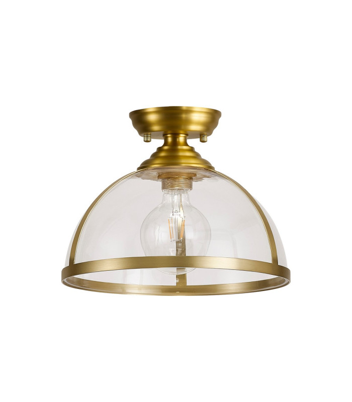 Cairo 30cm Flush Ceiling Fitting 1 x E27 Satin Gold / Clear-4