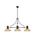 Cairo 3 Light Linear Multi Height Pendant E27 30cm Round Glass Shade Matt Black Amber-1