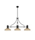 Cairo 3 Light Linear Multi Height Pendant E27 30cm Round Glass Shade Matt Black Amber-4