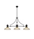 Cairo 3 Light Linear Multi Height Pendant E27 30cm Round Glass Shade Matt Black Clear-1