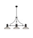 Cairo 3 Light Linear Multi Height Pendant E27 30cm Round Glass Shade Matt Black Clear-4