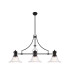 Cairo 3 Light Linear Multi Height Pendant E27 30cm Bell Glass Shade Matt Black Clear-1