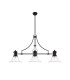 Cairo 3 Light Linear Multi Height Pendant E27 30cm Bell Glass Shade Matt Black Clear-4