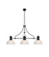 Cairo 3 Light Linear Multi Height Pendant E27 30cm Dome Glass Shade Matt Black Clear-1