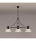 Cairo 3 Light Linear Multi Height Pendant E27 30cm Dome Glass Shade Matt Black Clear-3