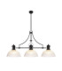 Cairo 3 Light Linear Multi Height Pendant E27 38cm Dome Glass Shade Matt Black Clear-1
