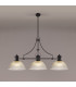 Cairo 3 Light Linear Multi Height Pendant E27 38cm Dome Glass Shade Matt Black Clear-3