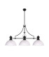 Cairo 3 Light Linear Multi Height Pendant E27 38cm Dome Glass Shade Matt Black Clear-4
