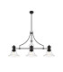 Cairo 3 Light Linear Multi Height Pendant E27 30cm Smooth Bell Glass Shade Matt Black Clear-1