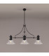 Cairo 3 Light Linear Multi Height Pendant E27 30cm Smooth Bell Glass Shade Matt Black Clear-3
