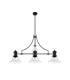 Cairo 3 Light Linear Multi Height Pendant E27 30cm Smooth Bell Glass Shade Matt Black Clear-4