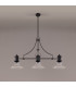 Cairo 3 Light Linear Multi Height Pendant E27 30cm Smooth Bell Glass Shade Matt Black Clear-11