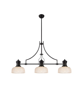 Cairo 3 Light Linear Multi Height Pendant E27 26.5cm Prismatic Glass Shade Matt Black Clear-1