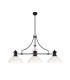 Cairo 3 Light Linear Multi Height Pendant E27 33.5cm Prismatic Glass Shade Matt Black Clear-1
