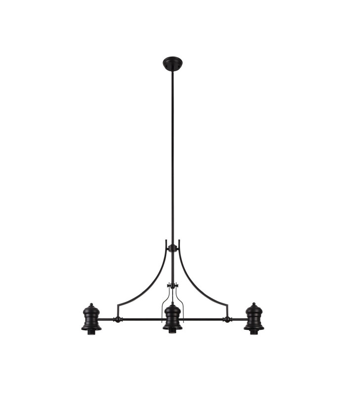 Cairo 3 Light Linear Multi Height Pendant E27 33.5cm Prismatic Glass Shade Matt Black Clear-8