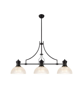 Cairo 3 Light Linear Multi Height Pendant E27 30cm Prismatic Glass Shade Matt Black Clear-1