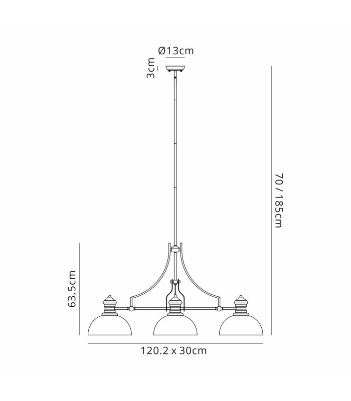 Cairo 3 Light Linear Multi Height Pendant E27 30cm Prismatic Glass Shade Matt Black Clear-2