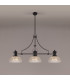 Cairo 3 Light Linear Multi Height Pendant E27 30cm Prismatic Glass Shade Matt Black Clear-3