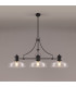 Cairo Linear Multi Height Pendant 38cm Flat Round Shade 3 x E27 Matt Black/Clear Glass-3