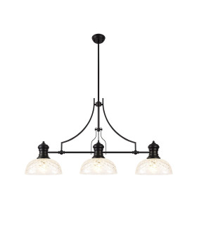 Cairo Linear Multi Height Pendant 30cm Flat Round Patterned Shade 3 x E27 Matt Black/Clear Glass-1
