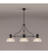 Cairo Linear Multi Height Pendant 30cm Flat Round Patterned Shade 3 x E27 Matt Black/Clear Glass-3