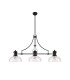 Cairo Linear Multi Height Pendant 30cm Flat Round Patterned Shade 3 x E27 Matt Black/Clear Glass-4