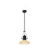 Cairo 1 Light Multi Height Pendant E27 30cm Round Glass Shade Matt Black/Amber-1