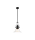 Cairo 1 Light Multi Height Pendant E27 30cm Bell Glass Shade Matt Black/Clear-1