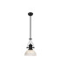 Cairo 1 Light Multi Height Pendant E27 30cm Dome Glass Shade Matt Black/Clear-1