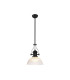 Cairo 1 Light Multi Height Pendant E27 38cm Dome Glass Shade Matt Black/Clear-1