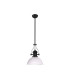 Cairo 1 Light Multi Height Pendant E27 38cm Dome Glass Shade Matt Black/Clear-4