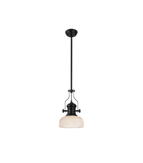 Cairo 1 Light Multi Height Pendant E27 26.5cm Prismatic Glass Shade Matt Black/Clear-1