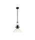 Cairo 1 Light Multi Height Pendant E27 33.5cm Prismatic Glass Shade Matt Black/Clear-1