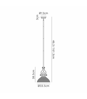 Cairo 1 Light Multi Height Pendant E27 33.5cm Prismatic Glass Shade Matt Black/Clear-2