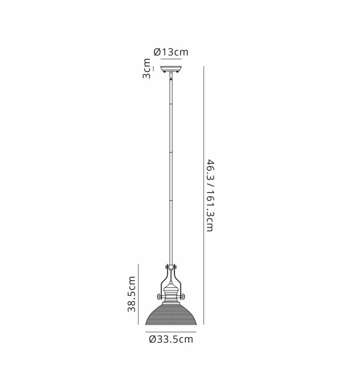 Cairo 1 Light Multi Height Pendant E27 33.5cm Prismatic Glass Shade Matt Black/Clear-2
