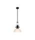 Cairo 1 Light Multi Height Pendant E27 30cm Prismatic Glass Shade Matt Black/Clear-1