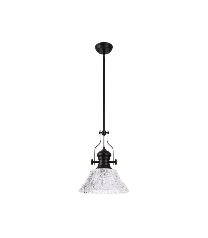 Cairo Multi Height Pendant 38cm Patterned Round Shade 1 x E27 Matt Black/Clear Glass Item Weight: 6.5kg-4